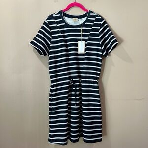 Elie Tahari Navy White Stripe T-Shirt Dress Knit Jersey Women’s S Coastal Beach